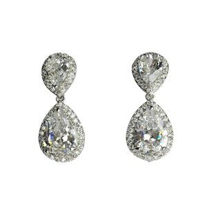 Gala CZ drops Earrings 14k white gold overlay 🆕